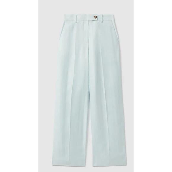 Reiss Pants - REISS Sky Blue Lori Viscose-Linen Wide Leg Suit Trousers